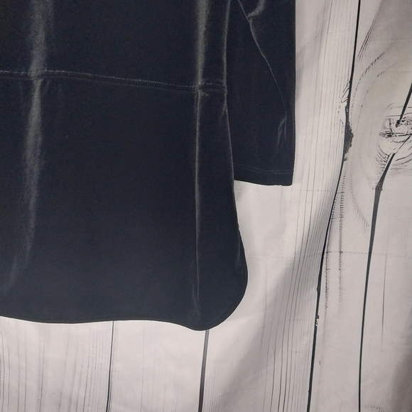 Lauren Ralph Lauren Tunic Velvet Top Black Stretch Keyhole Droptail Size L - Picture 11 of 12